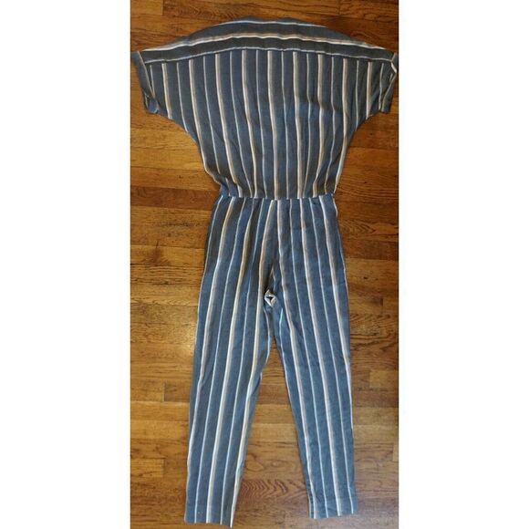 Maje Gray Pandora Striped Jacquard Short Sleeve Jumpsuit - Size 2 - Picture 12 of 16